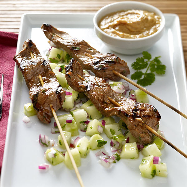 Barbequed Beef Satay with Spicy Peanut Sauce – Recipes